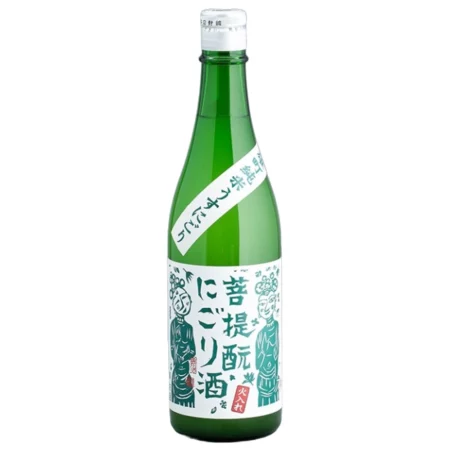 Bouteille verte du Saké Nigori Gozenshu